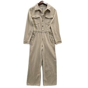 NWT Zara Kids Jumpsuit Sz 13-14 Girls Tan Denim Wide Leg Coverall Boilersuit